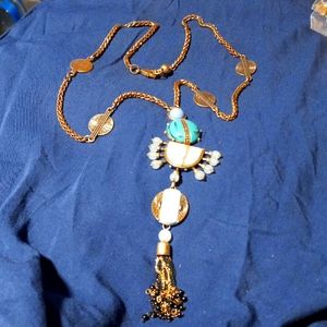 M-7  Stella & Dot necklace there is 2 missing  blue spokes from pendant in pic